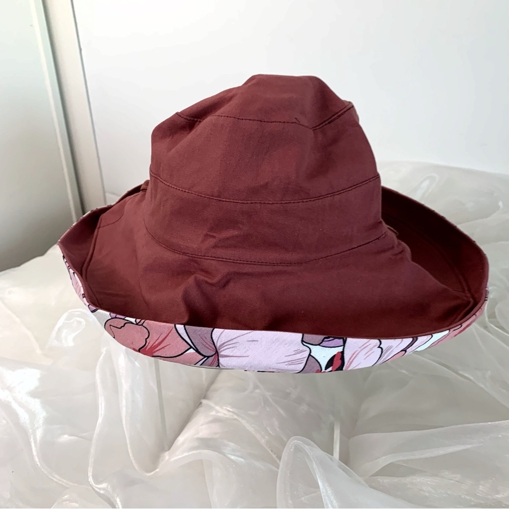 Reversible Burgundy Floral Women's Hat